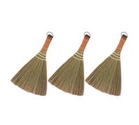 3pcs Mini Broom Sweeping Brush for Indoor Tile Floors, Bamboo Handle