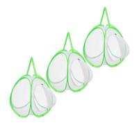 3pcs Mini Butterfly Keeper Mesh Cage with Handle, Foldable Green