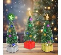 3Pcs Mini Cedar Christmas Tree With LED Lights Tabletop Christmas Trees Decoration, Miniature Christmas Trees Xmas Artificial Table Tree with Lights for Home Office Desktop Christmas Tree