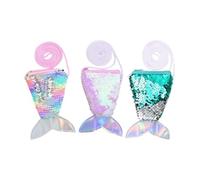3Pcs Mini Children's Coin Purse Cute Mermaid Tail Sequins Zipper Wallet Fashionable Kids Wallet Change Purse Glittering Crossbody Bag Coin Purse