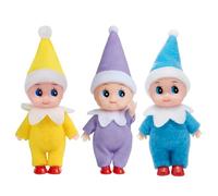 3pcs Mini Christmas Baby Elf Dolls for Girls Boys,Cute Little Elfs Twins Christmas Baby Elves,Small Elf Baby Doll Novelty Toys Tiny Christmas Dolls Elf Accessories for Kids Gift Xmas Stocking Stuffers