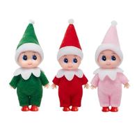 3pcs Mini Christmas Baby Elf Dolls for Girls Boys,Cute Little Elfs Twins Christmas Baby Elves,Small Elf Baby Doll Novelty Toys Tiny Christmas Dolls Elf Accessories for Kids Gift Xmas Stocking Stuffers