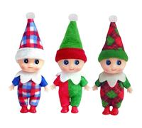 3pcs Mini Christmas Baby Elf Dolls for Girls Boys,Cute Little Elfs Twins Christmas Baby Elves,Small Elf Baby Doll Novelty Toys Tiny Christmas Dolls Elf Accessories for Kids Gift Xmas Stocking Stuffers