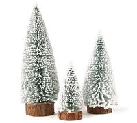 3pcs Mini Christmas Tree 10/15/20cm Frosted Artificial Christmas Trees Christmas Table Decorations Xmas Shelf Tabletop Decor 3 Sizes (A)