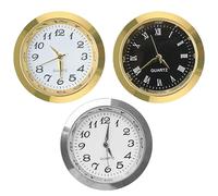 3PCS Mini Clock Face Insert Replacement, Fit 35mm (1.38") Hole Diameter, Round Inner Miniature Crystal Clock Roman Numeral Quartz Movement Metal Gold Tone Bezel Supplies for DIY Craft Repair Easy Read