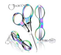 3Pcs Mini Compact Folding Scissors, Safety Stainless Steel Portable Travel Size Scissor, Badge Pocket Clipper