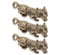 3pcs Mini Copper Made Tiger Figurine Vintage Animals Adorn Lifelike Cool Design Home Decoration