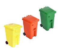 3pcs Mini Desktop Trash Can with Lid, PP Sorting Bin 12.5x8.7x7cm | Rounded Edges, Thickened Build, Dual Compartments, for Paperclips, Paper Scraps, Craft Rooms and Dollhouses