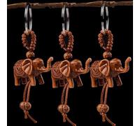 3Pcs Mini Elephant Keychain Creative Engraving Wealth Lucky Sports Pendant Keychain Women's Back Packaging Decoration, Gold, 14*11*1.5cm