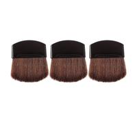 3pcs Mini Flat Powder Makeup Brush Set Black Horsehair Plastic | Half-round Short-handle Design, for Liquid Loose Powder Foundation and Eyeshadow, Versatile Use for Parties Daily Makeup