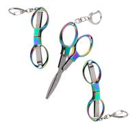 3pcs Mini Folding Scissors, Stainless Steel Foldable Pocket Badge Reel Scissors with 3 Keychains Portable Small Cutting Tool for Nurses Accessories Home Travel Office Outdoor (Colorful)