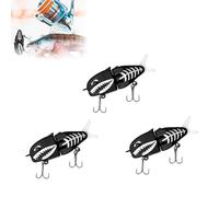 3PCS Mini Glide Bait for Bass Fishing, Slow Sinking Wide S Motion Smooth Glide Baits for Freshwater and Saltwater, Amazing Fishing Gear Gifts for Family (A)