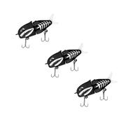 3PCS Mini Glide Bait for Fishing, Multi-Jointed Swimbait Wobbler, White Glide Baits for Bass and Pike, Hard Lure with Soft Rubber Fins (Black)