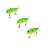 3PCS Mini Glide Bait for Fishing, Multi-Jointed Swimbait Wobbler, White Glide Baits for Bass and Pike, Hard Lure with Soft Rubber Fins (Green)