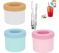 3PCS Mini Ice Cube Trays, Ice Bucket with Lid and Tongs, Ice Bucket Reusable Easy-Release Ice Cube Tray Portable Press-Type for Freezer Drink,7.5 X 6 Cm Silicone Cups with 15.5 Cm Tongs
