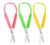 3Pcs Mini Loop Scissors Adaptive Design Scissor Colorful Handle Self-Opening Safety Scissors for Kids Children Schools Special Need 5.5 Inch(Green, Yellow, Pink)