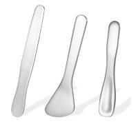 3Pcs Mini Metal Makeup Spatula, Cosmetic Spatula Reusable Skin Care Spoon Beauty Scoop Cream Spatulas Multi-functional Facial Applicator Tool for Mixing Sampling Lotions Plant Masks Accessories