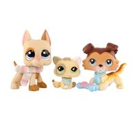 3PCS Mini Pet Toys Figurines Set, with Necklace Scarf Bone Decor Accessories,Collie Great Dane Kitten Cartoon Animal Pet