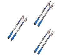 3pcs Mini Portable Telescopic Carbon Fiber Fishing Rod Blue | Travel Fishing Pole, Sturdy Sections, Comfortable Handle, for Beginners and Anglers on Move