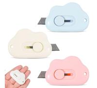 3PCS Mini Retractable Box Cutter Set - Portable Utility Knife & Envelope Opener - Precision Safety Cutting Tool for Packages, Tape and DIY - Home, Office & School Supplies