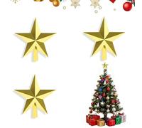 3Pcs Mini Sparkling Christmas Tree Topper, Small 2.4Inch Gold Tree Topper Glitter Stars Xmas Tree Topper Tiny Christmas Ornaments Christmas Star Treetop