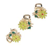 3pcs Mini Sunflower Flower Hair Clip Metal Claw for Women Students | Yellow Matte Petal Finish, Chic Cute Style, Gentle Wear for Classroom and Daily Office Use