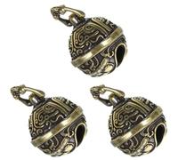 3Pcs Mini Vintage Brass Bell Keychain Pendant with Tiger Head Pattern for Diy Crafts, Wind Chimes, Doorbell, Bag Decoration, and Feng Shui
