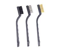 3Pcs Mini Wire Brush Set for Cleaning and Rust Removing, 7 Inch Industrial Wire Brushes of Stainless Steel/Nylon/Brass Bristles