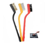 3Pcs Mini Wire Brush Set for Cleaning and Rust Removing, 7 Inch Industrial Wire Small Wire Brush Set of Stainless Steel/Nylon/Brass Bristles