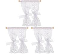 3pcs Miniature Dollhouse Lace Curtains Furniture for Doll House Tiny House Window Accessories Decorative Mini Curtains for Miniature Homes and Dollhouse Window Decor