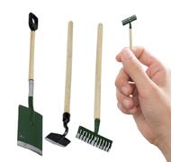 3Pcs Miniature Garden Tools 1/12 Scale Dolls House Garden Tools Alloy Miniature Shovel Rake and Hoe Dollhouse Accessories, Toys