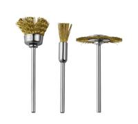 3Pcs Miniature Tapered Cup Brush Set 2.35mm Shank Diameter Coppers Iron Materials for Stone Metal Carving Miniature Coppers Brushes for Deburring