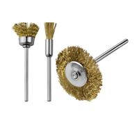 3Pcs Miniature Tapered Cup Brush Set 2.35mm Shank Diameter Coppers Iron Materials for Stone Metal Carving Functional Electric Grinding Brushes