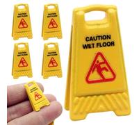 3PCS Miniature Wet Floor Warning Signs for Dollhouse,Realistic Caution Safety Decorations for Role Play Education Enhance Interior Design Safety Awareness,Play and Model Collections Dollhouse