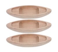 3pcs Miniature Wooden Canoe Model Small Boat Decor Dollhouse Nursery Tabletop Nautical Ocean Landscape Ornament