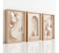 3Pcs Minimalist Boho Canvas Wall Art Set, Floral Ivory White Flower Soft Romantic Home Wall Decor Canvas Poster, Unframed Art Print for Living Room Bedroom Office, 50 x 70 cm X3