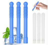 3PCS Mint Flavored Chewable Breather Sticks with Essential Oil, Chew Stick with 9 Upgraded Thick Refill Cores for Long-Lasting Freshness, Natural Aroma Oral Sensory Fidget Tool for Habit Support