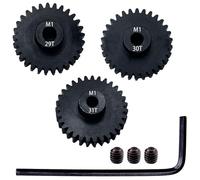 3pcs Mod 1 Pinion Gear 5mm Set Hardened Steel 29T 30T 31T Fit 5mm RC Motor Shaft M1 Pitch Gears Compatible with Arrma Traxxas Axial HSP Redcat Losi RC Car Truck Buggy (with Screwdriver)
