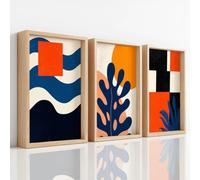 3Pcs Modern Abstract Canvas Wall Art Set, Retro Colour Block Wave Botanical Leaf Modern Home Wall Decor Canvas Poster, Unframed Art Print for Living Room Bedroom Office, 40 x 60 cm X3