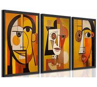 3Pcs Modern Abstract Portrait Canvas Wall Art Vintage Neutral Geometry Orange Contemporary Aesthetics Painting Picture Wall Decor Poster Print Artwork for Bedroom Living Room Office Bathroom Unframed