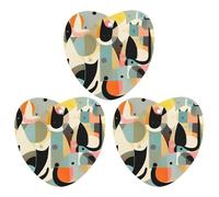 3PCS Modern Art Cat Car Air Freshener Hanging Scented Cards Cute Black Car Fresheners Long Lasting New Cars Scents for Women Men Natural Air Freshener with Lanyard Automotive Freshies