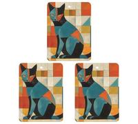 3PCS Modern Art Cat Car Air Freshener Hanging Scented Cards Cute Black Car Fresheners Long Lasting New Cars Scents for Women Men Natural Air Freshener with Lanyard Automotive Freshies
