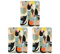 3PCS Modern Art Cat Car Air Freshener Hanging Scented Cards Cute White Car Fresheners Long Lasting New Cars Scents for Women Men Natural Air Freshener with Lanyard Automotive Freshies
