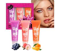 3PCS Moisturizing Lip Oil Set,Plumping Lip Oil Kit,Tinted Lip Oil Light Lip Gloss,Jelly Liquid Lipstick Lip Gloss,Long Lasting Lip Glow Balm Lip Care,Shimmer Liquid Lipsticks(Grape, Peach, Orange)