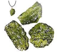 3Pcs Moldavite Crystal 1-3g Green Czech Meteorite Artificial Irregular Moldavite Stone Pendant for Jewelry Making Supplies Stone Style Random