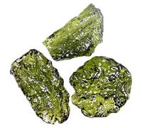 3Pcs Moldavite Crystal 1-3g Green Czech Meteorite Artificial Irregular Moldavite Stone Pendant for Jewelry Making Supplies, Stone Style Random Crystal Real