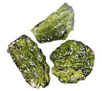 3Pcs Moldavite Crystal 1-3g Green Czech Meteorite Artificial Irregular Moldavite Stone Pendant for Jewelry Making Supplies, Stone Style Random Crystal Real