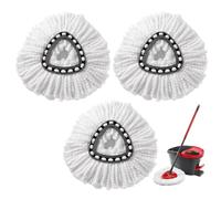 3Pcs Mop Replacement Heads Compatible for Vileda, Microfiber Swivel Mops Refill, Universal Spin Mop Head Replacement, Triangle Swivel Mops for Vileda, O-Cedar, 1-Tank System