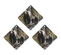 3PCS Mother Bear And Her Car Air Freshener Hanging Scented Cards Cute Black Car Fresheners Long Lasting New Cars Scents for Women Men Natural Air Freshener with Lanyard Automotive Freshies