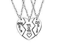 3pcs Mother Daughter Pendant Necklace Mom Big Little Sister Love Broken Heart Pendant Gift for Family